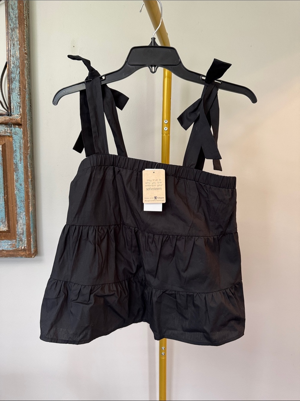 Black Tiered summer tank top NWT S